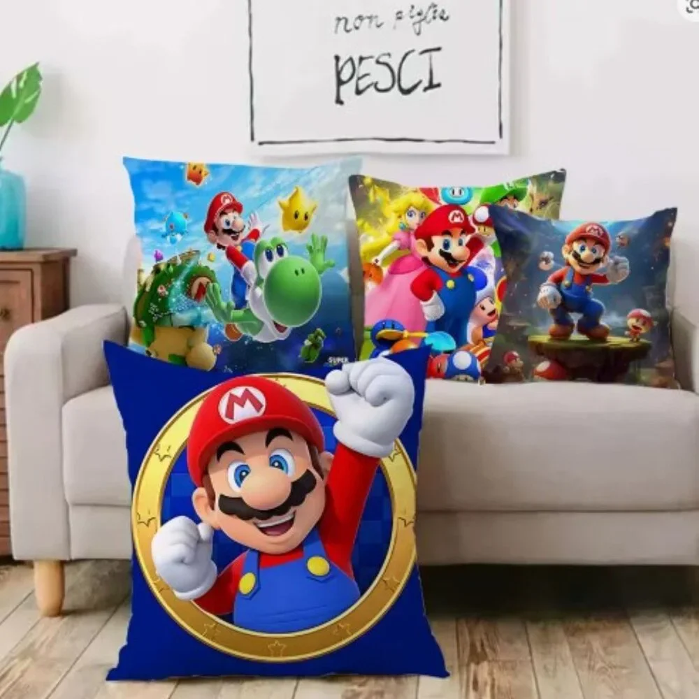 Super Mario Luigi Hugging Decorative Pillow 18x18 Removable Cover